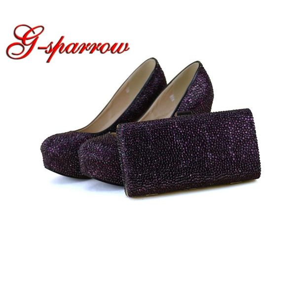 dress shoes dark purple rhinestone bridal with handbag high heel ceremony crystal wedding party pumps clutch, Black
dress shoes dark purple rhinestone bridal with handbag high heel ceremony crystal wedding party pumps clutch, Black