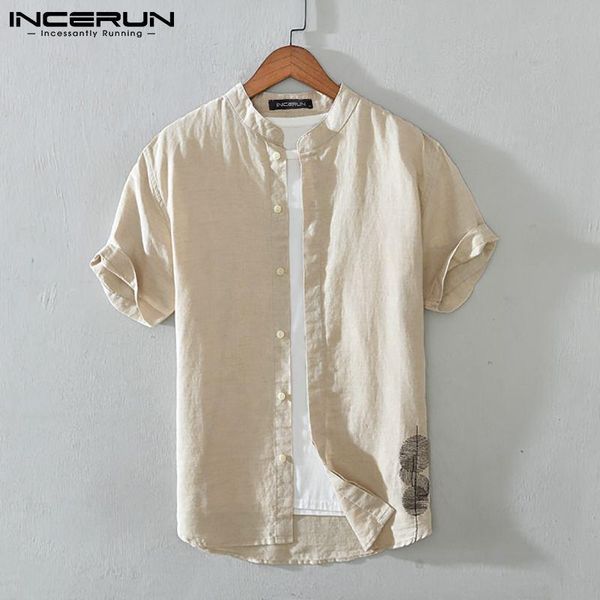 men's casual shirts incerun 2021 men cotton shirt embroidered streetwear stand collar short sleeve camisas summer harajuku leisure clot, White;black
men's casual shirts incerun 2021 men cotton shirt embroidered streetwear stand collar short sleeve camisas summer harajuku leisure clot, White;black