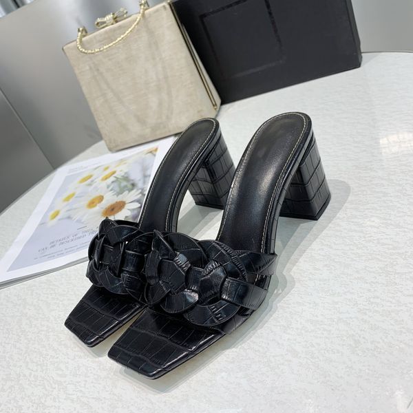 luxury mid-heel chunky heel sandals, women's leather insoles high-heeled slippers with flat heels 7cm two options of stone print collec, Black
luxury mid-heel chunky heel sandals, women's leather insoles high-heeled slippers with flat heels 7cm two options of stone print collec, Black