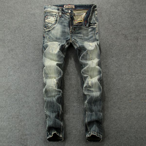 2021 new moda streetwear brim dos homens retro vintage fino ajuste rasgado denim calas de hip hop estilo italiano clssico jeans zr4x, Blue
2021 new moda streetwear brim dos homens retro vintage fino ajuste rasgado denim calas de hip hop estilo italiano clssico jeans zr4x, Blue