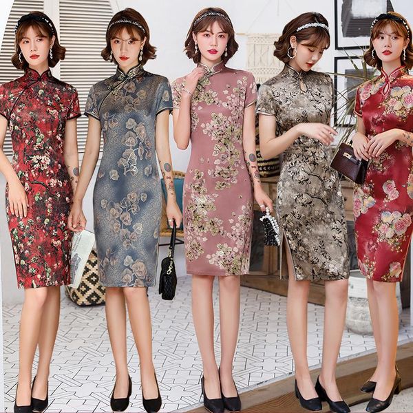 ethnic clothing summer style improved cheongsam vestidos short satin dress women's plus size chinese fashion costume robe rouge qipao, Red
ethnic clothing summer style improved cheongsam vestidos short satin dress women's plus size chinese fashion costume robe rouge qipao, Red