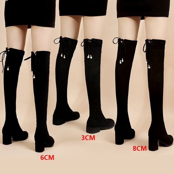 high heeled thin women's leather dadong winter 2020 small plush elastic knee boots, White;red
high heeled thin women's leather dadong winter 2020 small plush elastic knee boots, White;red