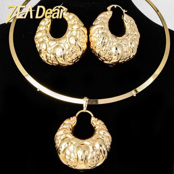 earrings & necklace zeadear jewelry sets bohemia copper pendent collar for women large light style daily wear gift party, Silver