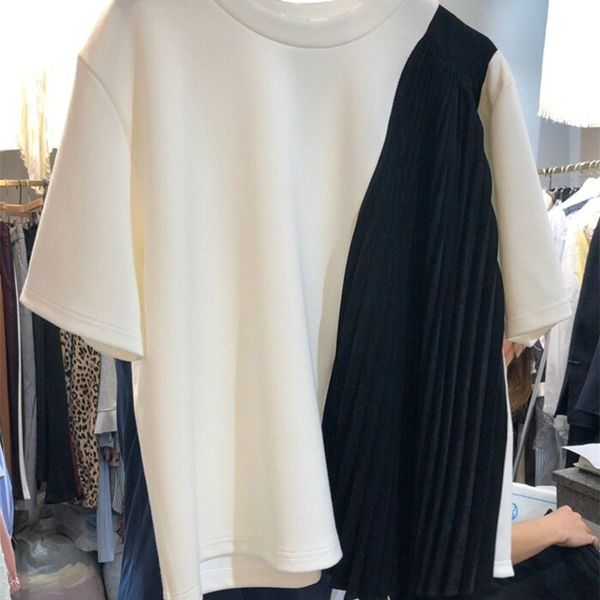 neploe women pleated side spliced hit color chiffon t-shirt new round neck long sleeve tees fashion loose female 1a742 210315, White
neploe women pleated side spliced hit color chiffon t-shirt new round neck long sleeve tees fashion loose female 1a742 210315, White