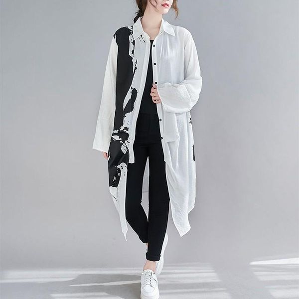 women's jackets casual long coat women loose print jacket irregular trend sleeve blouse sun protection stylish shirt outerwear, Black;brown
women's jackets casual long coat women loose print jacket irregular trend sleeve blouse sun protection stylish shirt outerwear, Black;brown