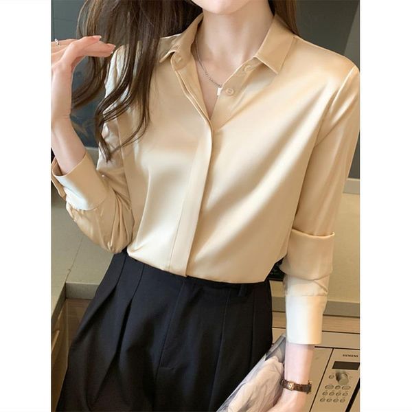 women's blouses & shirts spring 2021 advanced acetic acid satin shirt design small french long sleeve, White
women's blouses & shirts spring 2021 advanced acetic acid satin shirt design small french long sleeve, White
