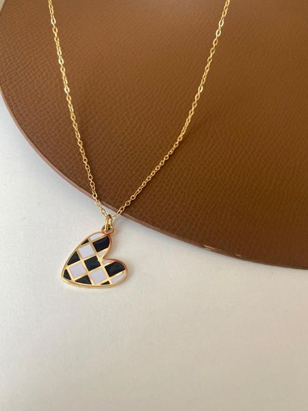pendant necklaces ghidbk korean chic heart checkerboard stainless steel female black white plaid drop oil necklace, Silver
pendant necklaces ghidbk korean chic heart checkerboard stainless steel female black white plaid drop oil necklace, Silver