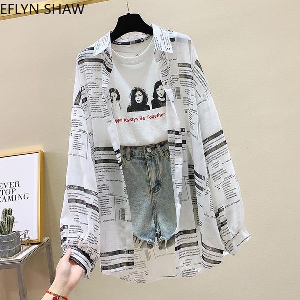 women's blouses & shirts summer sunscreen women chic long sleeve chiffon blouse 2021 korean fashion loose letter printed teenage girls, White
women's blouses & shirts summer sunscreen women chic long sleeve chiffon blouse 2021 korean fashion loose letter printed teenage girls, White