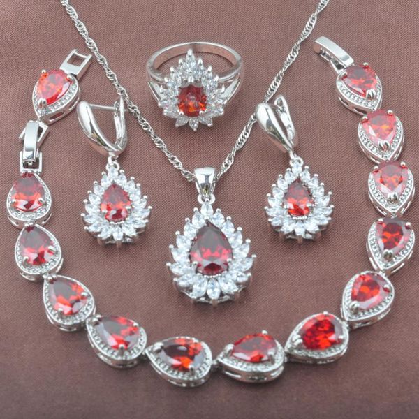 earrings & necklace elegant silver plated jewelry sets red zirconia women's wedding bracelet pendant ring yz0390
earrings & necklace elegant silver plated jewelry sets red zirconia women's wedding bracelet pendant ring yz0390