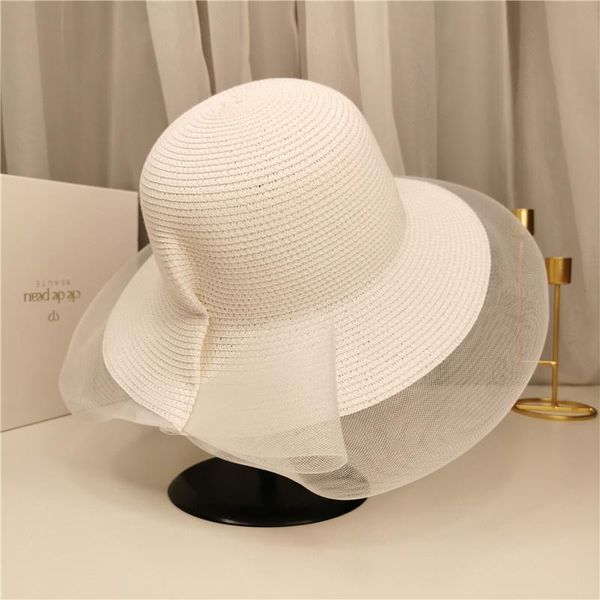 wide brim hats ladies pure color bowknot net yarn straw hat summer breathable sunscreen sun reduce age wild, Blue;gray
wide brim hats ladies pure color bowknot net yarn straw hat summer breathable sunscreen sun reduce age wild, Blue;gray