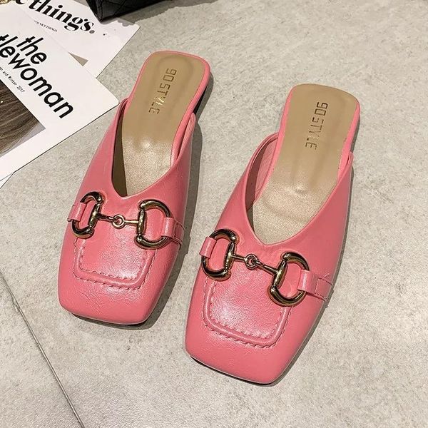slippers 2021, european and american spring shallow horse buckle leather metal chain low heel flat sole shoes women casual sandals, Black
slippers 2021, european and american spring shallow horse buckle leather metal chain low heel flat sole shoes women casual sandals, Black