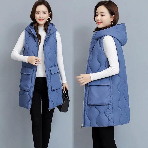 women's vests plus size 6xl women vest jacket 2021 autumn winter long hooded down cotton sleeveless waistcoat female, Black;white
women's vests plus size 6xl women vest jacket 2021 autumn winter long hooded down cotton sleeveless waistcoat female, Black;white