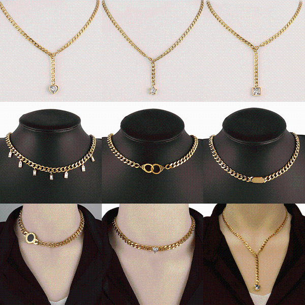 chains punk women choker necklace stainless steel thick chain necklaces for heart zircon charm jewelry, Silver
chains punk women choker necklace stainless steel thick chain necklaces for heart zircon charm jewelry, Silver