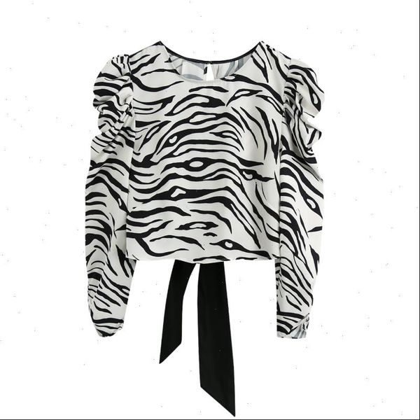 women zebra stripe print puff sleeve short shirt vintage femme back fork blouse casual lady loose smock blusas s8012, White
women zebra stripe print puff sleeve short shirt vintage femme back fork blouse casual lady loose smock blusas s8012, White