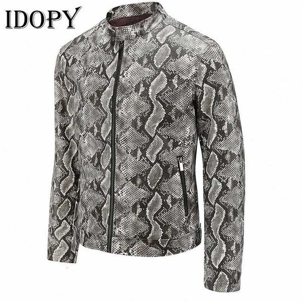 idopy autumn and winter funky jackets style mens leisure washed snakeskin pattern leather coat men with coat i8ci#, Black;brown
idopy autumn and winter funky jackets style mens leisure washed snakeskin pattern leather coat men with coat i8ci#, Black;brown