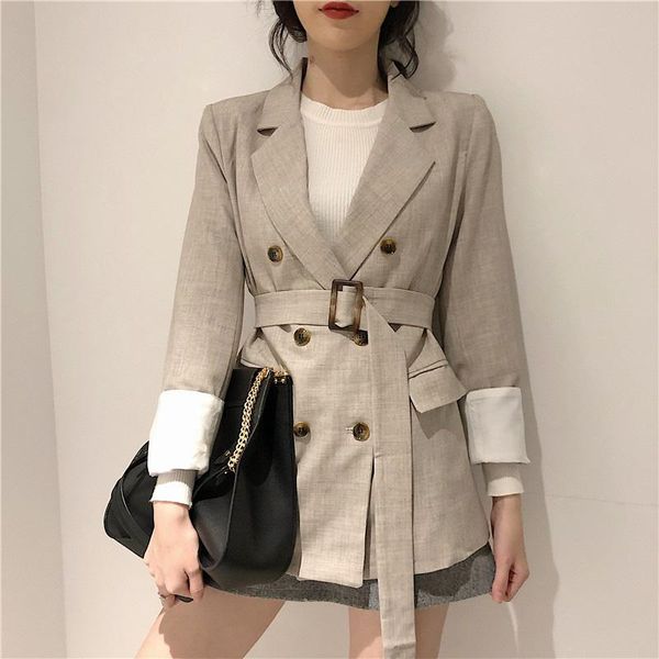 women's suits & blazers fashion hit color double-breasted women blazer jacket notch-neck sashes lace up female casual outerwear femme 2, White;black
women's suits & blazers fashion hit color double-breasted women blazer jacket notch-neck sashes lace up female casual outerwear femme 2, White;black