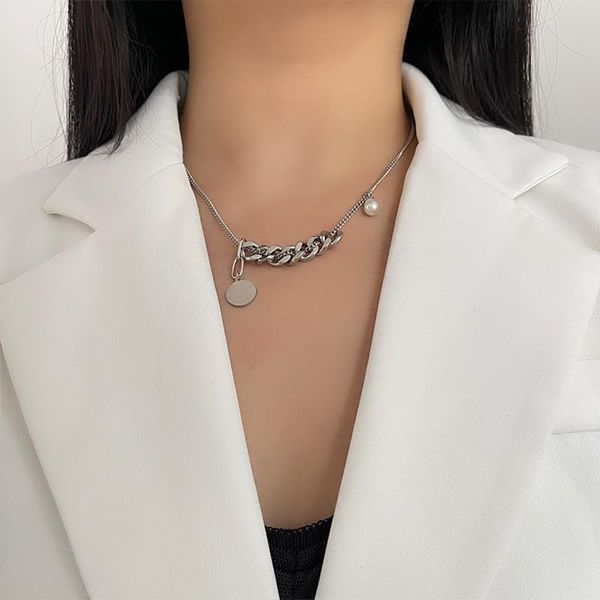 chains moloye 2021 temperament irregular titanium steel chain pearl letter medal pendant necklace multi- clavicle female, Silver
chains moloye 2021 temperament irregular titanium steel chain pearl letter medal pendant necklace multi- clavicle female, Silver