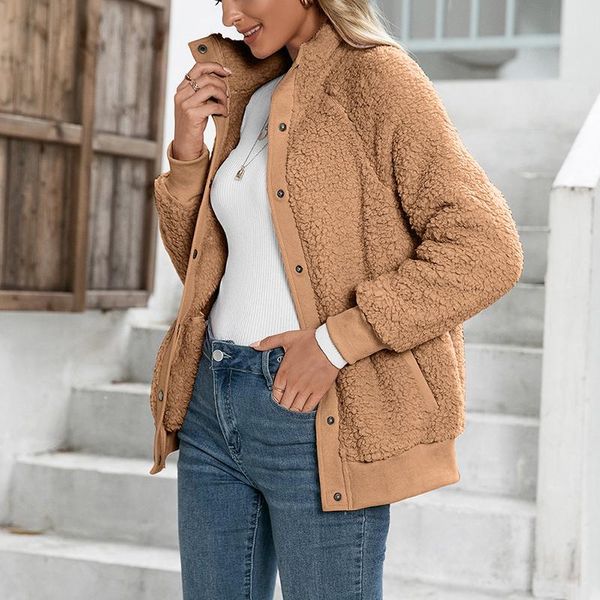 women's jackets autumn winter women warm lambswool jacket elegant solid button lapel pocket coat fashion casual femme loose outwear str, Black;brown
women's jackets autumn winter women warm lambswool jacket elegant solid button lapel pocket coat fashion casual femme loose outwear str, Black;brown