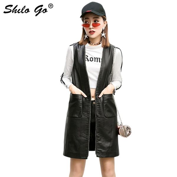 women's vests casual long leather vest women summer concise sheepskin genuine side pocket sleeveless female open stitch, Black;white
women's vests casual long leather vest women summer concise sheepskin genuine side pocket sleeveless female open stitch, Black;white