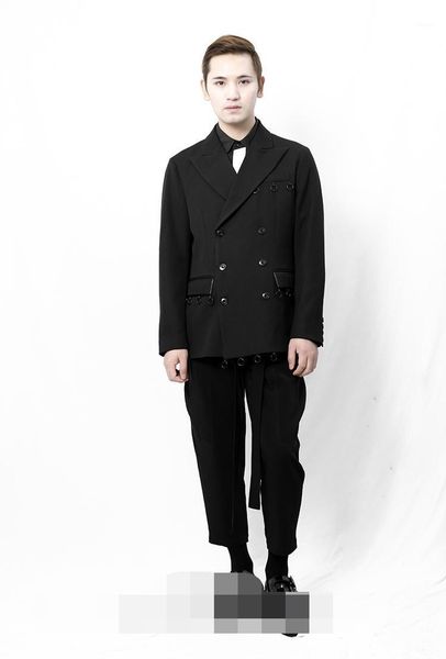 men's suits & blazers spring and autumn formal suit style black long-sleeved jacket with double breasted lapel ring, White;black
men's suits & blazers spring and autumn formal suit style black long-sleeved jacket with double breasted lapel ring, White;black