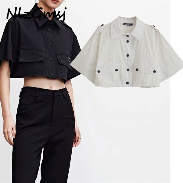 blouse women crop solid shirt short sleeve summer chic female high street cardigan 03 210628, White
blouse women crop solid shirt short sleeve summer chic female high street cardigan 03 210628, White