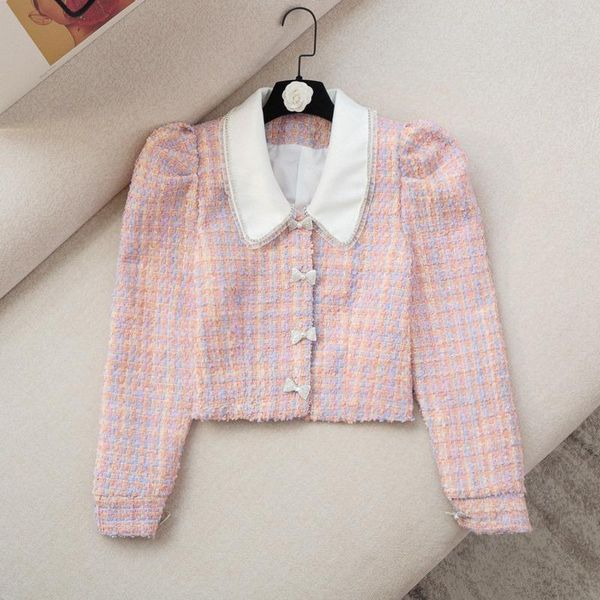 women's jackets autumn small fragrance tweed jacket coat women long sleeve diamonds bow button woolen short coats korean sweet outwear, Black;brown
women's jackets autumn small fragrance tweed jacket coat women long sleeve diamonds bow button woolen short coats korean sweet outwear, Black;brown