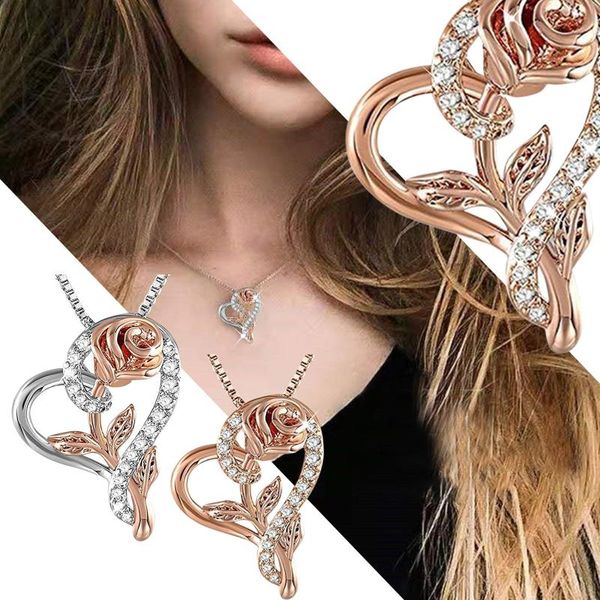 pendant necklaces special offer creative classic love rose flower necklace with diamonds ladies accessories, Silver
pendant necklaces special offer creative classic love rose flower necklace with diamonds ladies accessories, Silver