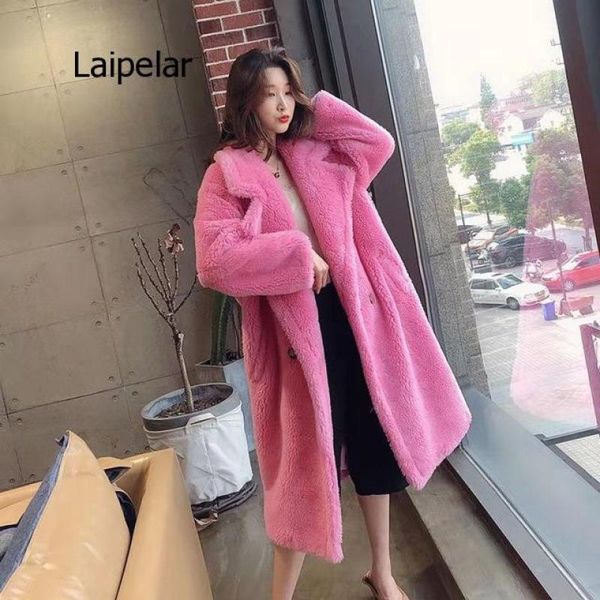 women's fur & faux women winter warm long coat sleeve female thick teddy bear casual loose oversize outwears, Black
women's fur & faux women winter warm long coat sleeve female thick teddy bear casual loose oversize outwears, Black