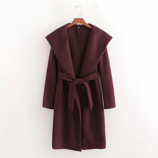 women's wool & blends ladies casual hooded long-sleeved coat loose and warm belted large lapel product for fall/winter 2021, Black
women's wool & blends ladies casual hooded long-sleeved coat loose and warm belted large lapel product for fall/winter 2021, Black