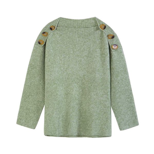 perhaps u women sweater beige green button slash neck loose solid elegant autumn m0100 210529, White
perhaps u women sweater beige green button slash neck loose solid elegant autumn m0100 210529, White