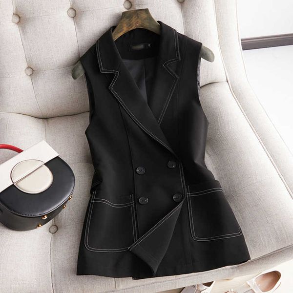 autumn plus size women's fashion elegant ladies blazer double breasted women sleeveless jacket vest 210527, White;black
autumn plus size women's fashion elegant ladies blazer double breasted women sleeveless jacket vest 210527, White;black