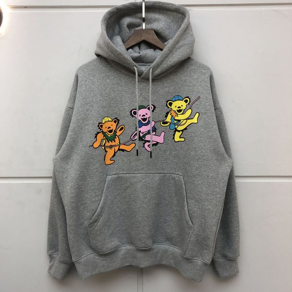 2021 new three little bears grey fleece hoodies men women hooded pullover crewneck sweatshirt streetwear mgxm, Black