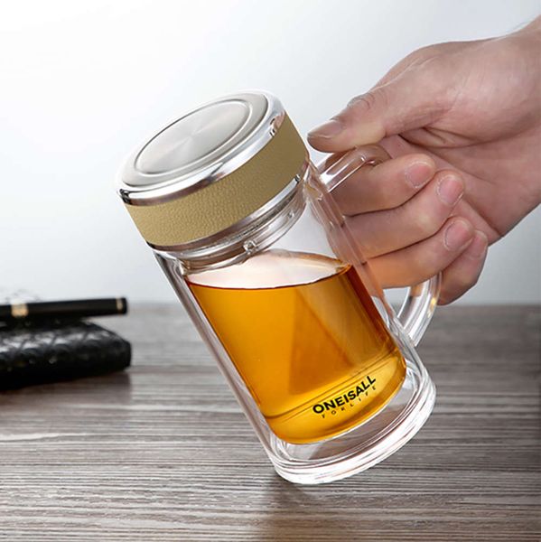 double wall glass tea cup heat ristant mug borosilicate glass infuser cups with tea filter handle 300ml
double wall glass tea cup heat ristant mug borosilicate glass infuser cups with tea filter handle 300ml