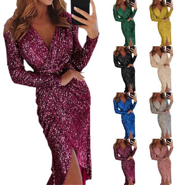 casual dresses fashion women's sequins solid glitter colors dress long sleeve evening party clubwear v-neck shiny split vestidos#g3, Black;gray
casual dresses fashion women's sequins solid glitter colors dress long sleeve evening party clubwear v-neck shiny split vestidos#g3, Black;gray