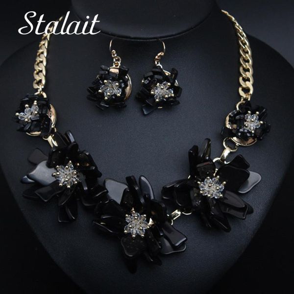 earrings & necklace 2pcs black resin acrylic flower wedding jewelry set for female statement gold color, Silver
earrings & necklace 2pcs black resin acrylic flower wedding jewelry set for female statement gold color, Silver