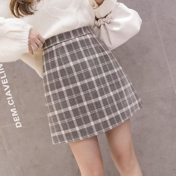 skirts women 2021 autumn winter fashion plaid woolen female high-waisted package hip ladies a-line slim v654, Black
skirts women 2021 autumn winter fashion plaid woolen female high-waisted package hip ladies a-line slim v654, Black
