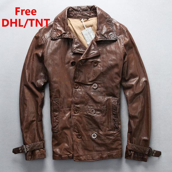 men's leather & faux fast ship dhl/tnt genuine jacket smart casual 100% real sheepskin vintage double breasted jackets coats male, Black
men's leather & faux fast ship dhl/tnt genuine jacket smart casual 100% real sheepskin vintage double breasted jackets coats male, Black