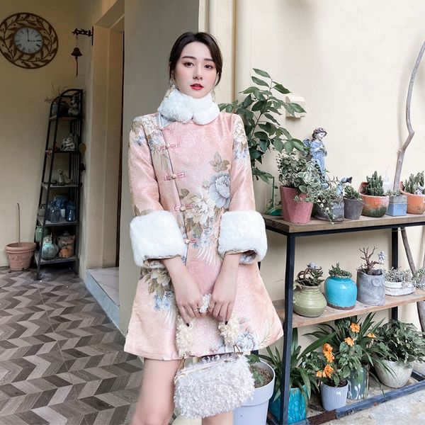 2021 new year chinese dress qipao warm traditional chinese hanfu qi pao retro mandarin collar women cheongsam dress 12082, Red
2021 new year chinese dress qipao warm traditional chinese hanfu qi pao retro mandarin collar women cheongsam dress 12082, Red