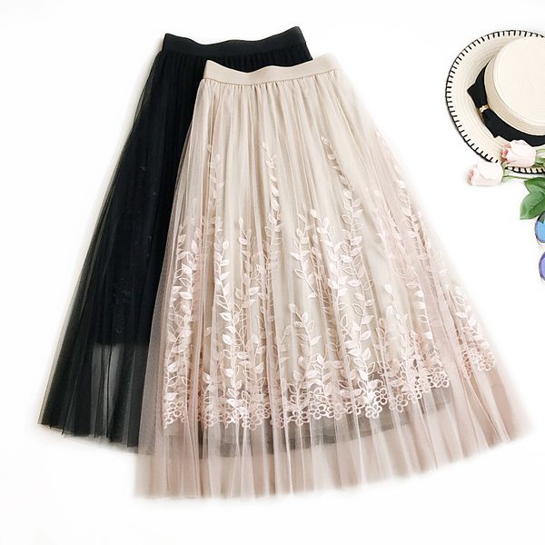2018 new style skirts fashionable embroidered gauze half length skirt fairy super fire summer charmming long skirts women d031, Gray
2018 new style skirts fashionable embroidered gauze half length skirt fairy super fire summer charmming long skirts women d031, Gray