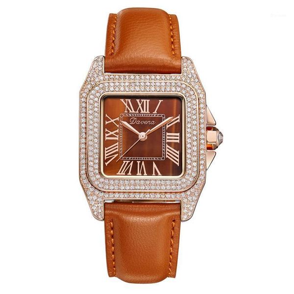 wristwatches 2021 davena rose gold quartz watch women watches full diamond luxury female clock ladies waterproof leather strap, Slivery;brown
wristwatches 2021 davena rose gold quartz watch women watches full diamond luxury female clock ladies waterproof leather strap, Slivery;brown