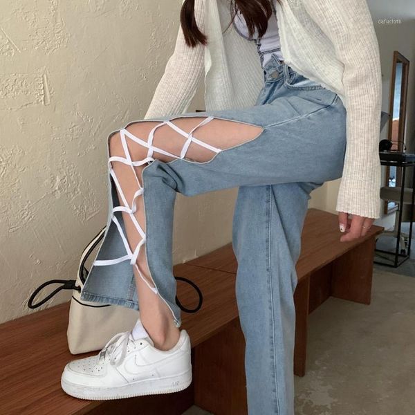 women's jeans spring and summer style side slits irregular high-waisted straight leg thin explosive trousers, Blue
women's jeans spring and summer style side slits irregular high-waisted straight leg thin explosive trousers, Blue