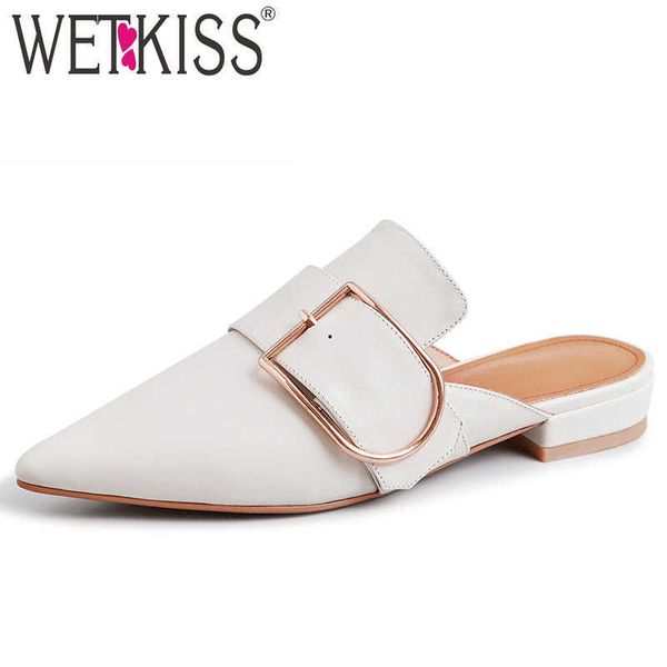 wetkiss genuine leather slippers women pointed toe footwear low heels slides shoes female casual mules shoes woman summer 210630, Black
wetkiss genuine leather slippers women pointed toe footwear low heels slides shoes female casual mules shoes woman summer 210630, Black