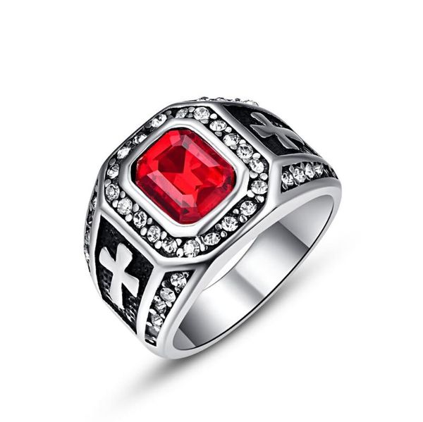 wedding rings stainless steel ring vintage red crystal cubic zirconia inlay men's cross engagement band anillos, Slivery;golden
wedding rings stainless steel ring vintage red crystal cubic zirconia inlay men's cross engagement band anillos, Slivery;golden