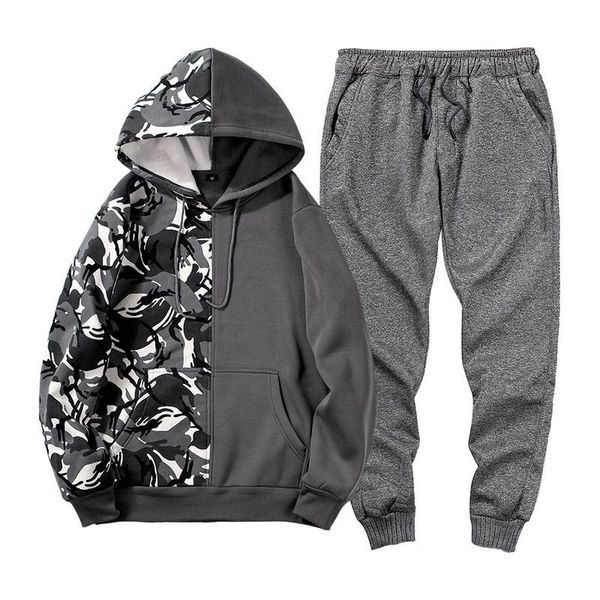 men's hoodies & sweatshirts stitching sweater men's camouflage double hit color street sports suit hooded casual set, Black
men's hoodies & sweatshirts stitching sweater men's camouflage double hit color street sports suit hooded casual set, Black
