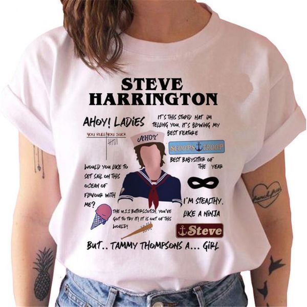 printed women t shirts plus size graphic tees stranger things 3 upside down female tee streetwear, White
printed women t shirts plus size graphic tees stranger things 3 upside down female tee streetwear, White