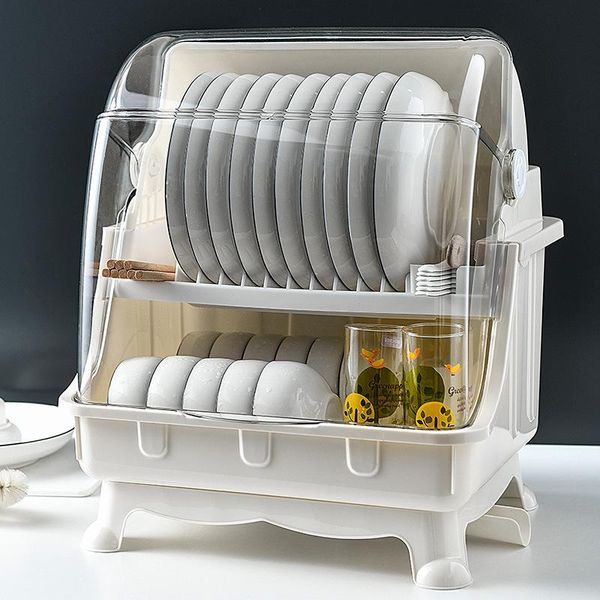 double-layer large dish rack with lid kitchen tableware box household plastic cupboard drain basket kitchen organization
double-layer large dish rack with lid kitchen tableware box household plastic cupboard drain basket kitchen organization