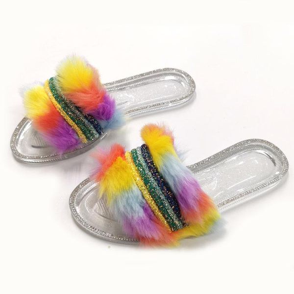 slippers fashion color furry slides for women bling rhinestone female fur outside wear flat breathable soft summer shoes woman, Black
slippers fashion color furry slides for women bling rhinestone female fur outside wear flat breathable soft summer shoes woman, Black