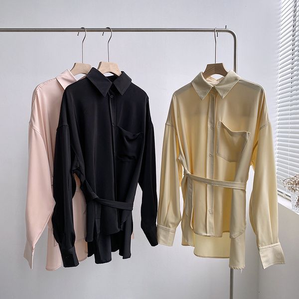 2021 spring new korean women shirts with belt four color loose casual slim fashionable cardigan yh8b, White
2021 spring new korean women shirts with belt four color loose casual slim fashionable cardigan yh8b, White