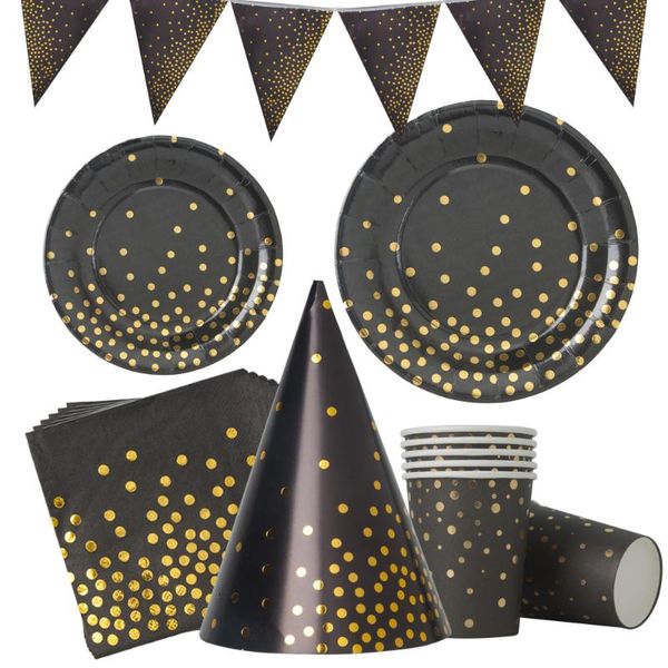 disposable dinnerware black gold dot bronzing paper tableware set party supplies birthday wedding decorations cup plate golden
disposable dinnerware black gold dot bronzing paper tableware set party supplies birthday wedding decorations cup plate golden