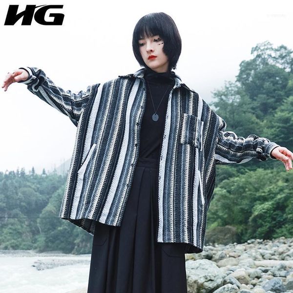 women's blouses & shirts hg pockets button irregular striped shirt women 2021 autumn casual fashion style temperament all match blouse, White
women's blouses & shirts hg pockets button irregular striped shirt women 2021 autumn casual fashion style temperament all match blouse, White